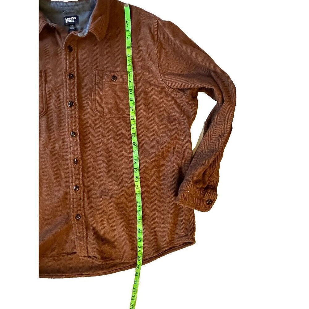 Mens XXL/Tall LANDS END Heavyweight Brown Herringbone l/s Cabincore Shirt - Picture 7 of 11